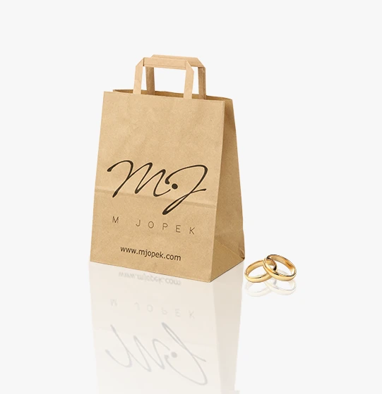 torba papierowa mjopek nadruk na torebce dla klienta idealne do prezentacji wyjątkowej biżuterii